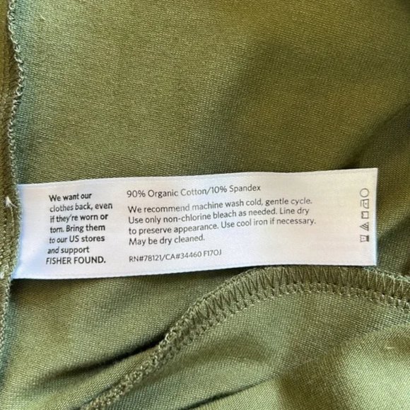 EILEEN FISHER Green Organic cotton Pocketed 3/4 Sleeve V Neck Shift Dress szPM - Picture 12 of 14